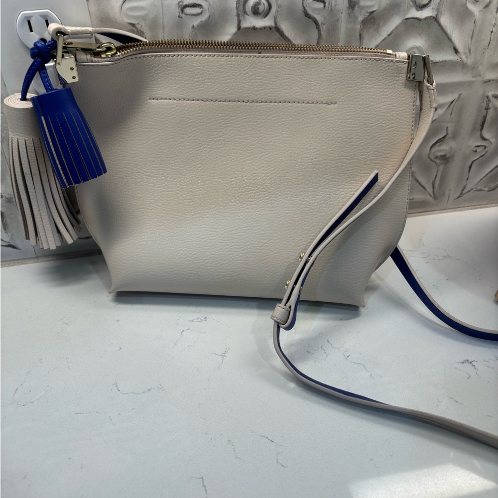 Kate Spade Cream and Blue Crossbody Bag with Tassel - Picture 4 of 8